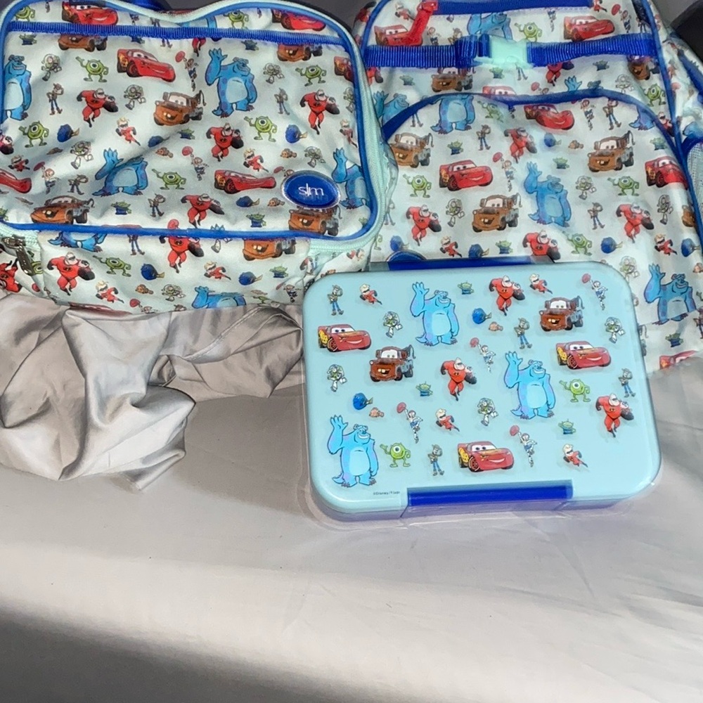 Disney Kids Accessories Bag lunch bag and lunch co- Blue with Cartoon Characters